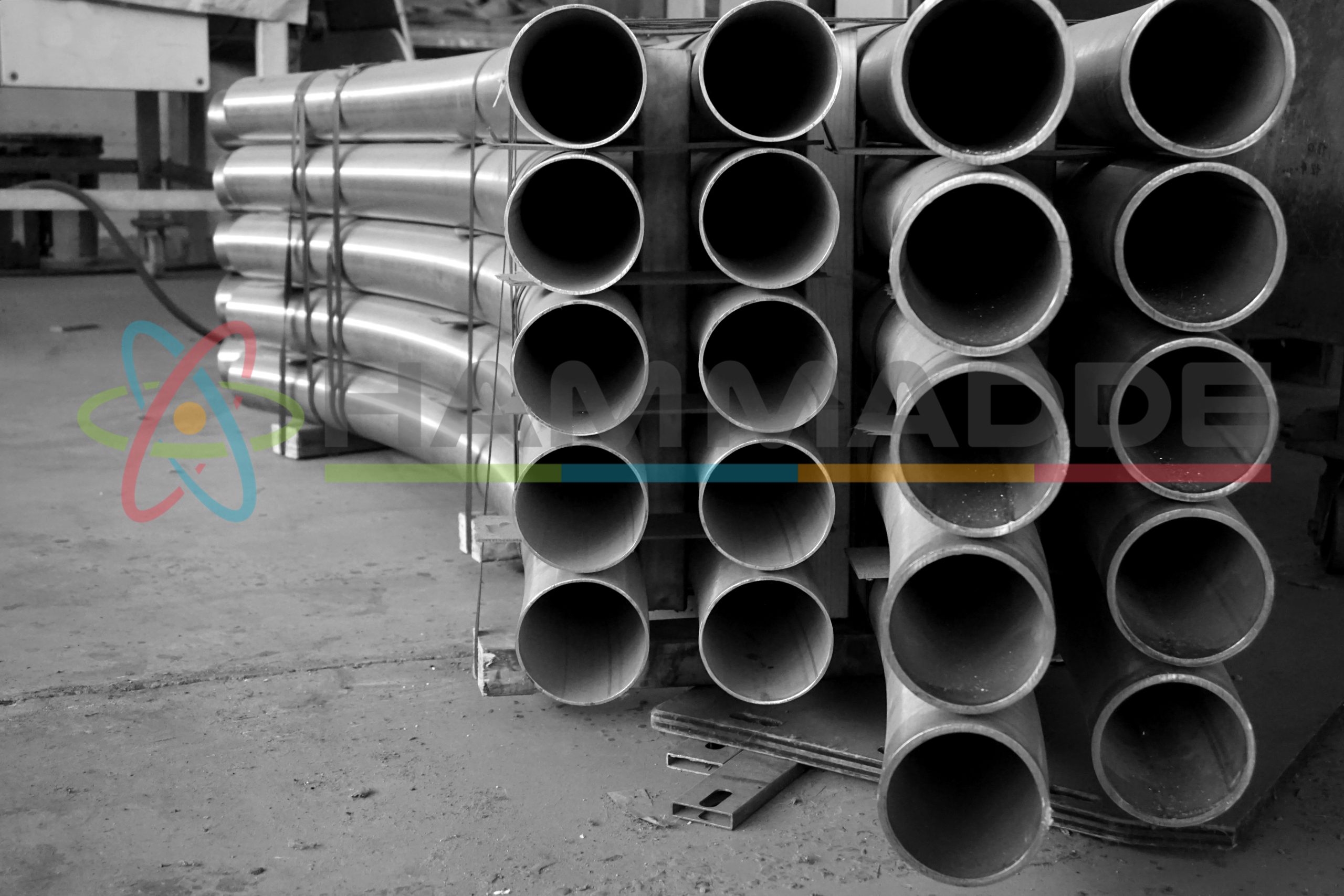 stack of round metal tube
