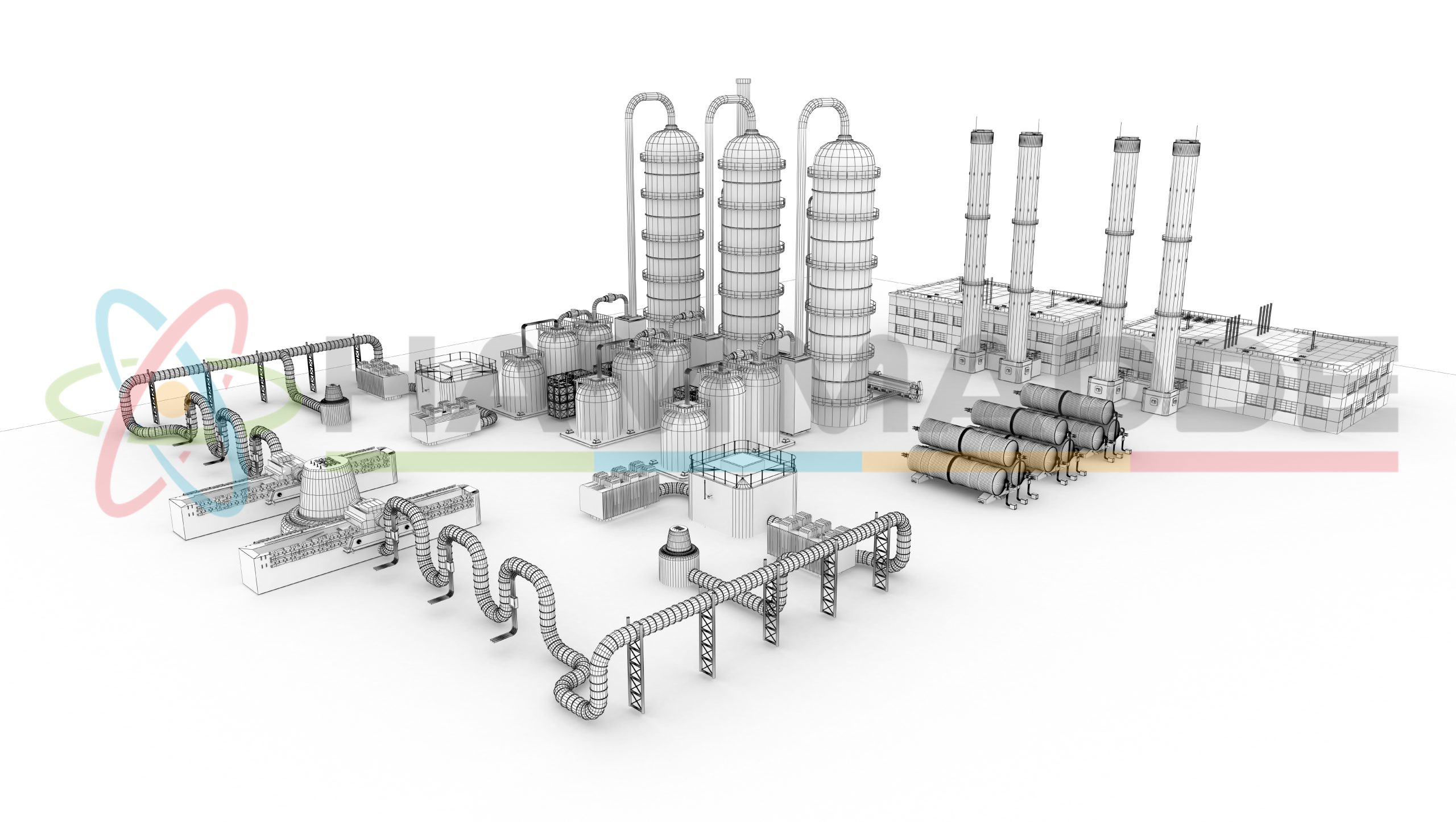 3D Sketch Industry Fuel Storage Tank 2