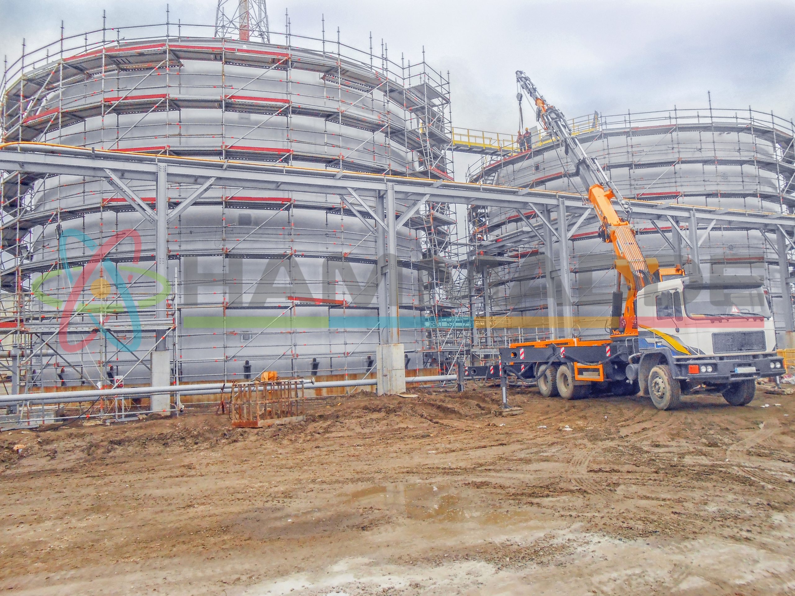 Installation of the storage tanks and pipe lines